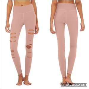 ALO High-Waist Ripped Cut Warrior Legging Pink
